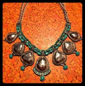 Chico's Teal and Silver Statement Necklace